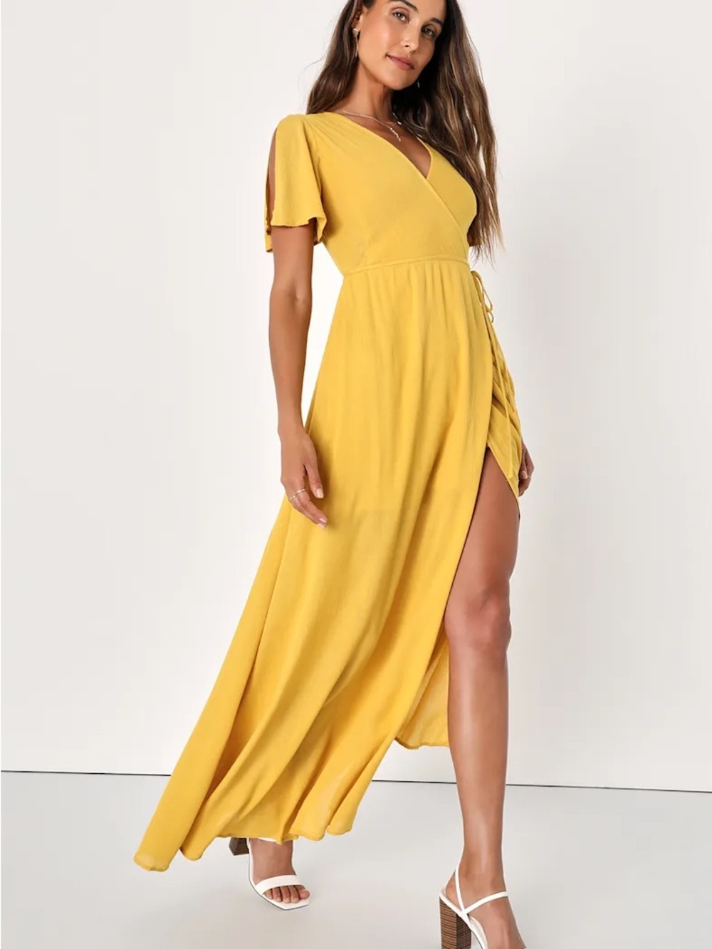 Lulus Much Obliged Green Wrap Maxi Dress